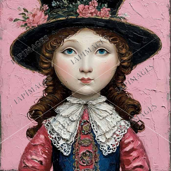 A doll on a pink background